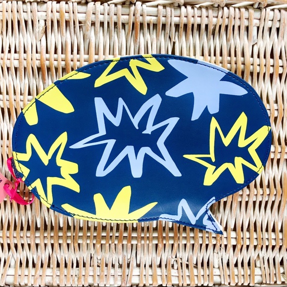 House of disaster Slap dash blue yellow speech bubble zipper makeup bag - Picture 5 of 9